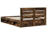 Bed Frame Smoked Oak 120 x 200 cm Solid Pine Wood 3411764