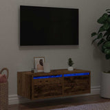 TV Cabinet with LED Lights Old Wood 75x35.5x25 cm 860236
