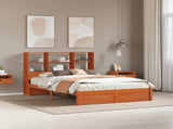 Bed Frame with Storage Headboard Wax Brown 140 x 190 cm 3423798