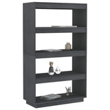 Book Cabinet/Room Divider Grey 80x35x135 cm Solid Wood Pine 810891