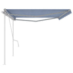 ZNTS Manual Retractable Awning with Posts 5x3 m Blue and White 3069976