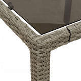 Garden Table with Glass Top Light Grey 190x90x75 cm Poly Rattan 368128