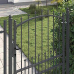 Fence Gate with Spikes Grey 200 x 100 cm Powder-coated steel 42009021