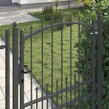 Fence Gate with Spikes Grey 200 x 100 cm Powder-coated steel 42009021