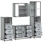 ZNTS 4 Piece Bathroom Furniture Set Grey Sonoma Engineered Wood 3301263