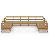 9 Piece Garden Lounge Set Solid Wood Pine 3076262