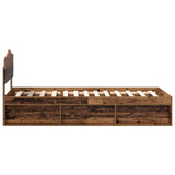 Bed Frame with Headboard Old Wood 90 x 190 cm Solid Pine Wood 3412959