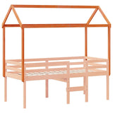 Kids' Bed Roof Wax Brown 217x95.5x159 cm Solid Wood Pine 846960