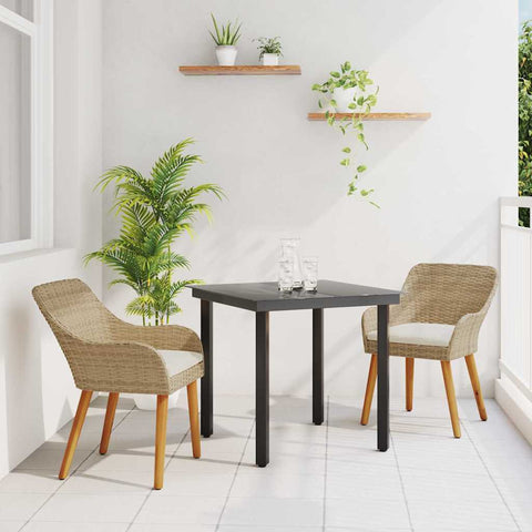 Garden Dining Set with Cushion 3 pcs Beige Poly Rattan 3261698