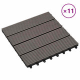 11 pcs Decking Tiles WPC 30x30 cm 1 sqm Dark Brown 45025