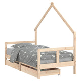 Kids Bed Frame with Drawers 80x160 cm Solid Wood Pine 834543