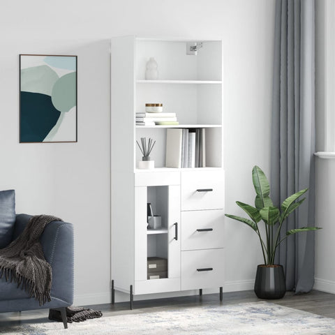 Highboard White 69.5x34x180 cm Engineered Wood 3189517