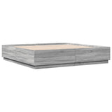 Bed Frame with LED without Mattress Grey Sonoma 180x200 cm Super King 3209595