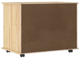 Rolling Cabinet Brown 63.5 x 39 x 65.5 cm Solid Pine Wood 42032398