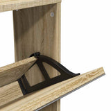 Shoe Cabinet 5-Layer Mirror Oak 63x17x169.5 cm 273937