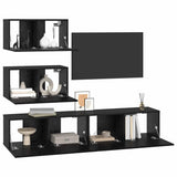 TV Cabinet Set 4 pcs Black Oak Engineered Wood 3393394