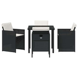 Garden Dining Set with Cushion 5 pcs Black Poly Rattan 3379940