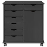 Rolling Cabinet Grey 63.5 x 39 x 65.5 cm Solid Pine Wood 42028378