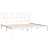 3104019 Bed Frame without Mattress White Solid Wood 200x200 cm