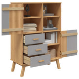 Highboard OLDEN Grey and Brown 85x43x125 cm Solid Wood Pine 358616