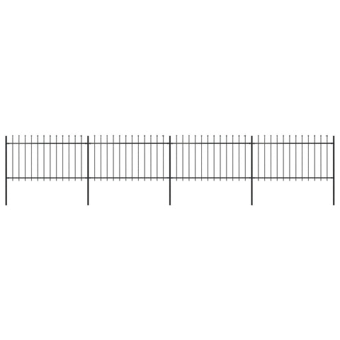 ZNTS Garden Fence with Spear Top Steel 6.8x1 m Black 277614