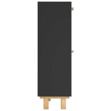Shoe Cabinet Black 52x25x80 cm Engineered Wood&Natural Rattan 345646