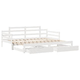 Daybed with Trundle and Drawers without Mattress White 90x190 cm Single 3302242
