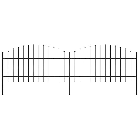 Garden Fence with Spear Top Steel 359x125 cm Black 277722