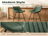 Set of 2 PU Leather Swivel Bar Stools - Dark Green T3398P549987