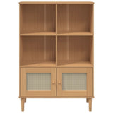 Bookcase SENJA Rattan Look Brown 90x35x130 cm Solid Wood Pine 358061