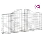 Arched Gabion Baskets 2 pcs 200x30x80/100 cm Galvanised Iron 3146089
