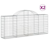 Arched Gabion Baskets 2 pcs 200x30x80/100 cm Galvanised Iron 3146089