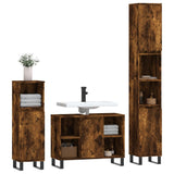 3 Piece Bathroom Furniture Set Smoked Oak Engineered Wood 3190312
