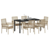 Garden Dining Set with Cushion 7 pcs Beige Poly Rattan 3379895