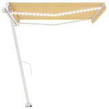 Manual Retractable Awning with LED 400x300 cm Yellow and White 3069543