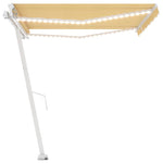 Manual Retractable Awning with LED 400x350 cm Yellow and White 3069623