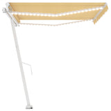Manual Retractable Awning with LED 400x350 cm Yellow and White 3069623