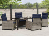 Garden Dining Set with Cushion 5 pcs Grey Poly Rattan 3380466