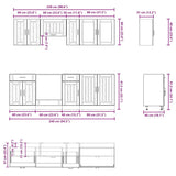 8 Piece Kitchen Cabinet Set Lucca Concrete Grey Engineered Wood 3314835