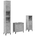 ZNTS 3 Piece Bathroom Furniture Set Concrete Grey Engineered Wood 3324948