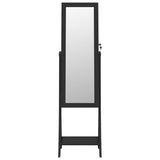 Mirror Jewellery Cabinet with LED Lights Free Standing Black 353266