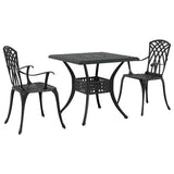Garden Table Set 3 pcs Black Cast Aluminium 3334757