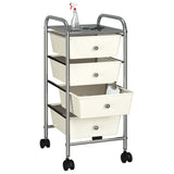4-Drawer Mobile Storage Trolley White Plastic 320399