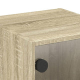 Bedside Cabinets with Glass Doors 2 pcs Sonoma Oak 35x37x35 cm 836467