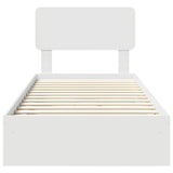 Storage Bed with Headboard White 75 x 190 cm Engineered Wood 3412325