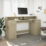 Desk with LED Lights Sonoma Oak 160x55x91 cm Engineered Wood 3309431