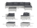 6 Pieces Rattan Corner Sofa Set - Mixed Grey T3398P315877
