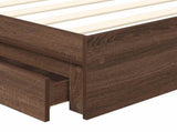 Storage Bed with Drawer Brown Oak 100 x 200 cm Engineered Wood 3413130