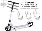 Folding Kick Scooter, Adjustable Ride On Scooter with 200mm Big Wheels and Double Shock Absorption, T3398P376754