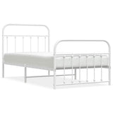 Bed Frame White Powder-Coated Steel Single Bed Frame 352639